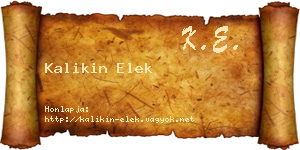 Kalikin Elek névjegykártya